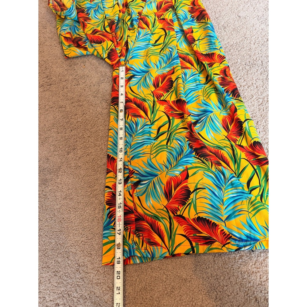 Forever 21 Tropical Palm Leaf Sleeveless Jumpsuit Mustard Yellow Sm Beachy Boho‎ - Picture 5 of 16